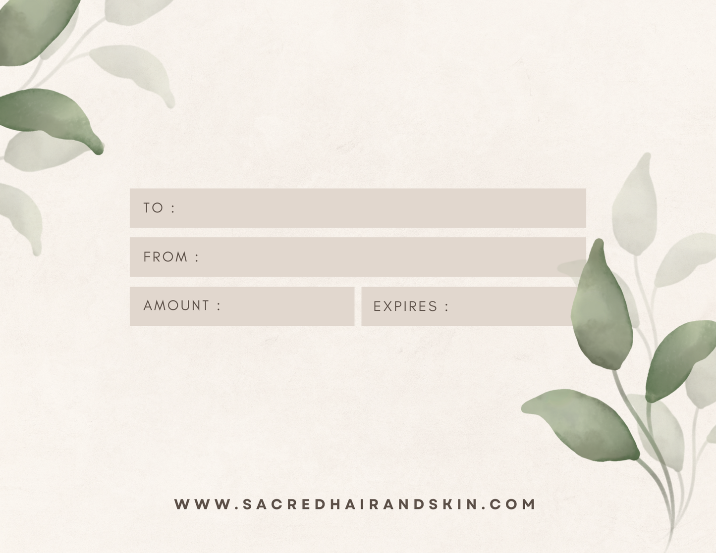 Sacred Hair and Skin Gift Cards